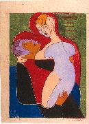 Ernst Ludwig Kirchner, Lovers (The Hembusses)- colour-woodcut